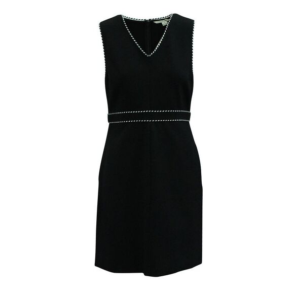 Black Dress with V-neck Detail